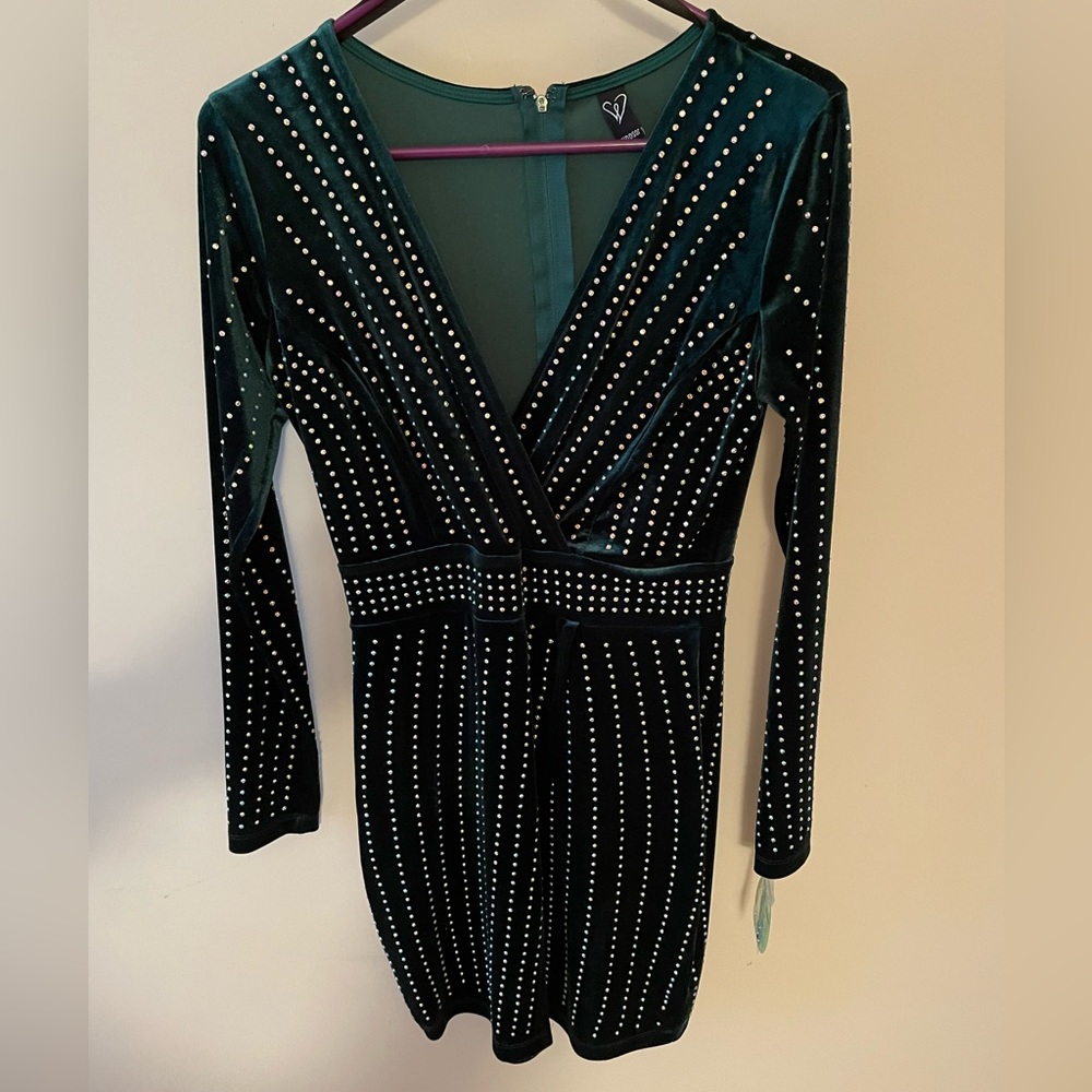 Women’s Beaded Green Party Dress, Never Worn Excellent Condition Size Small